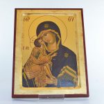Icona stampata in legno con cornice a rilievo – Madonna con bimbo