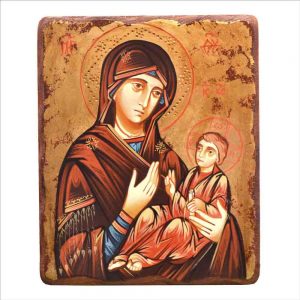 icona madonna con bimbo legno