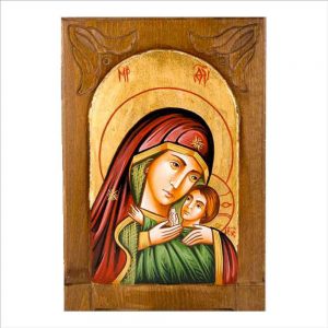 icona madonna con bimbo cornice legno