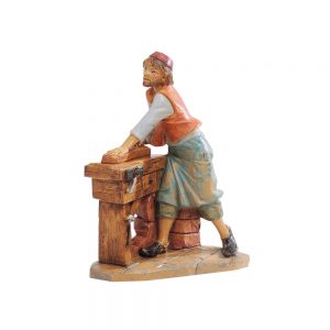 statua falegname che lavora il legno cm 19