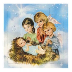 mini puzzle Gesù bambino con angeli
